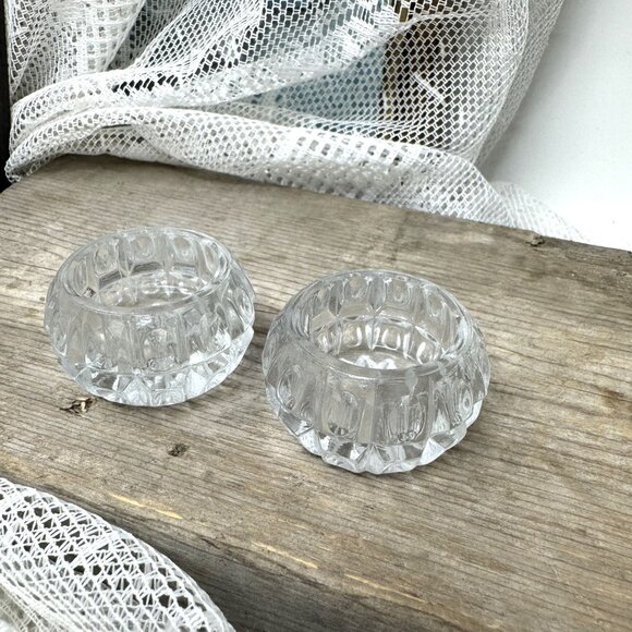 Federal Glass Salt Dips Vellars Set Pear Optic Pattern 1.5"  Elegant - Picture 4 of 6